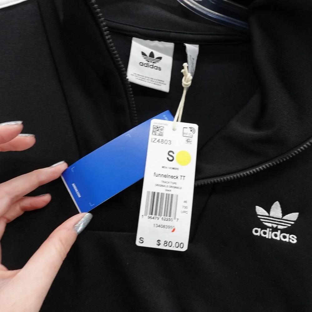 Adidas Originals Funnelneck Track Top Mens Small‎ Black White Retro NEW